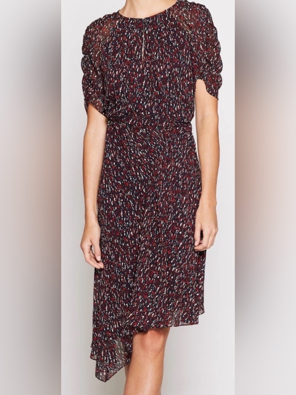 Joie 💯 silk dress Nancilea asymmetric keyhole speckled flowy cocktail office M